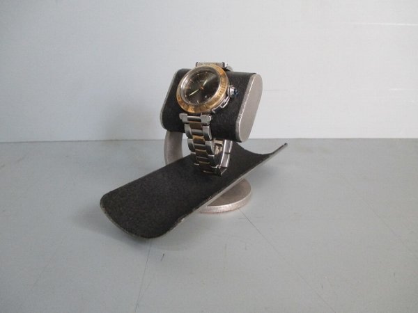 画像1: 腕時計スタンド　ブラックだ円パイプ支柱カーブ腕時計スタンドロングトレイ　2019－4－17 (1)