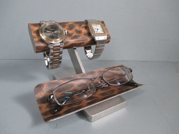 画像1: 腕時計スタンド　ヒョウ柄模樣腕時計、眼鏡スタンド　190418 (1)