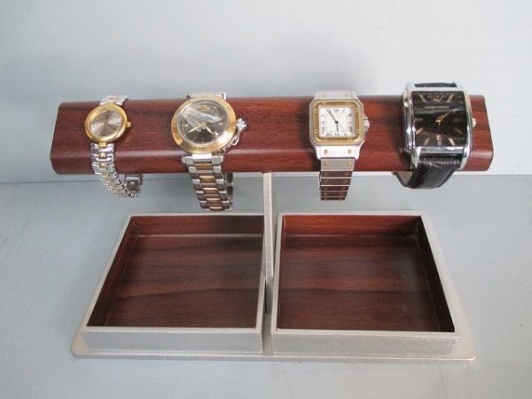 画像10: 腕時計スタンド　木目調だ円ダブルでかいトレイ腕時計スタンド　ak-design　No.190420 (10)
