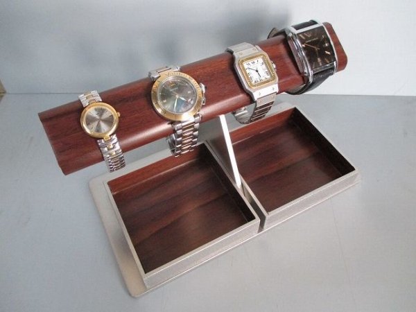 画像9: 腕時計スタンド　木目調だ円ダブルでかいトレイ腕時計スタンド　ak-design　No.190420 (9)