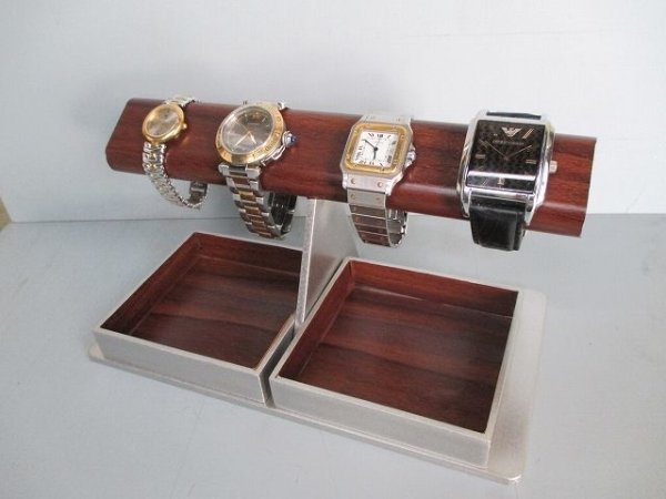 画像3: 腕時計スタンド　木目調だ円ダブルでかいトレイ腕時計スタンド　ak-design　No.190420 (3)