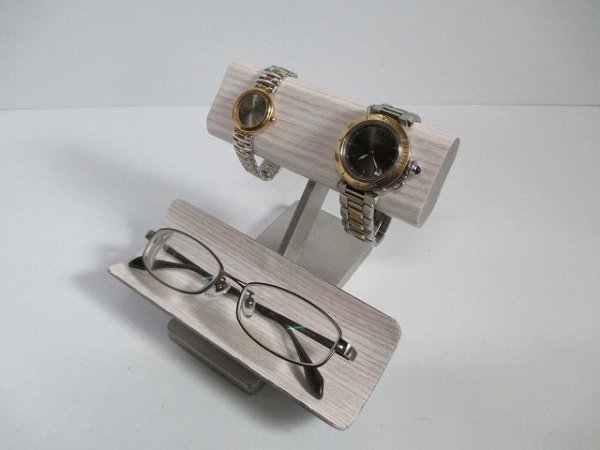 画像3: ウオッチスタンド　腕時計スタンド おしゃれ　腕時計スタンド 高級　白樺風木目模樣腕時計、眼鏡スタンド　190502 (3)