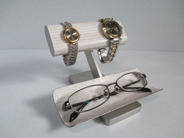画像2: ウオッチスタンド　腕時計スタンド おしゃれ　腕時計スタンド 高級　白樺風木目模樣腕時計、眼鏡スタンド　190502 (2)