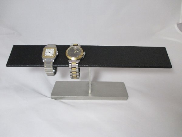 画像2: 腕時計スタンド　　６本掛けブラックスーパーロングバースタンド　バーすべてコルク（ブラック）貼りバージョン (2)