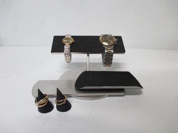 画像3: 腕時計スタンド　ウオッチスタンド　時計スタンド　腕時計スタンド 高級　腕時計スタンド おしゃれ　ブラック2本掛けバー腕時計スタンド　ブラック指輪スタンド付き　 N190720 (3)