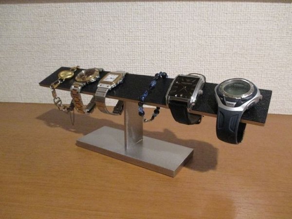 画像1: 腕時計スタンド　腕時計スタンド 手作り　腕時計スタンド 高級　腕時計スタンド おしゃれ　腕時計スタンド 自作　６本掛けブラックスーパーロングバースタンド (1)