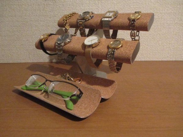 画像3: 腕時計スタンド　腕時計（8本掛け）、眼鏡、アクセサリー、ロングハーフパイプトレイ付き　No.211125 (3)