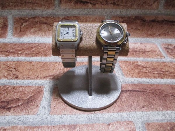 画像2: 腕時計スタンド　だ円2本掛け腕時計スタンド丸い台座　ak-design　No.211208　腕時計スタンド 手作り　腕時計スタンド 2本　腕時計スタンド おしゃれ　 (2)