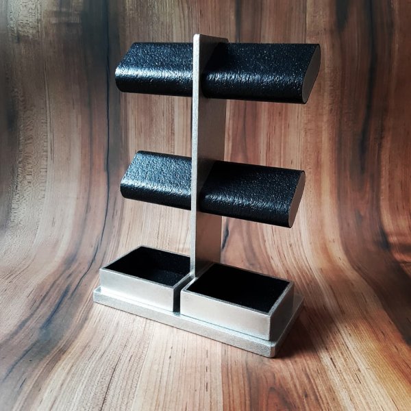 画像7: ウオッチスタンド　腕時計4本掛けダブル角トレイ付き腕時計スタンド (7)