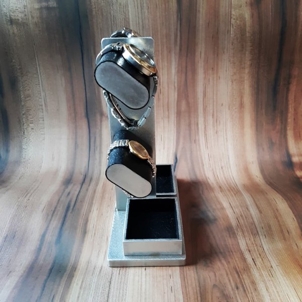 画像5: ウオッチスタンド　腕時計4本掛けダブル角トレイ付き腕時計スタンド (5)