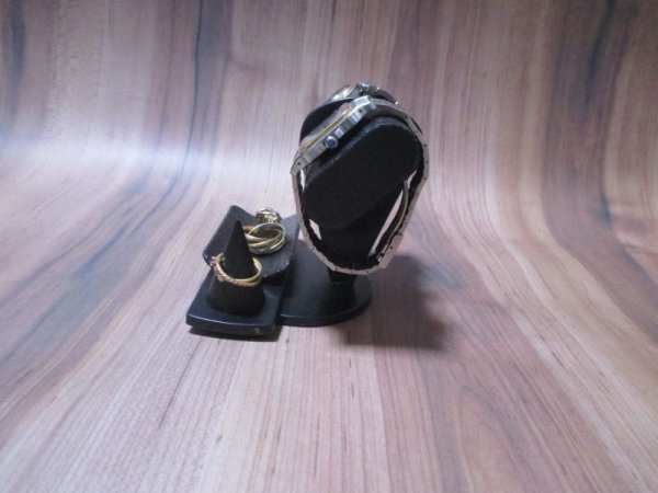 画像6: 腕時計スタンド　腕時計スタンド かわいい　腕時計スタンド おしゃれ　腕時計スタンド 飾る　ウオッチスタンド　オールブラック２本掛けだ円パイプトレイ、指輪スタンド付き腕時計スタンド　 (6)