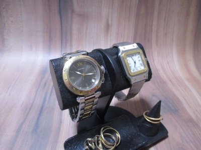 画像3: 腕時計スタンド　腕時計スタンド かわいい　腕時計スタンド おしゃれ　腕時計スタンド 飾る　ウオッチスタンド　オールブラック２本掛けだ円パイプトレイ、指輪スタンド付き腕時計スタンド　