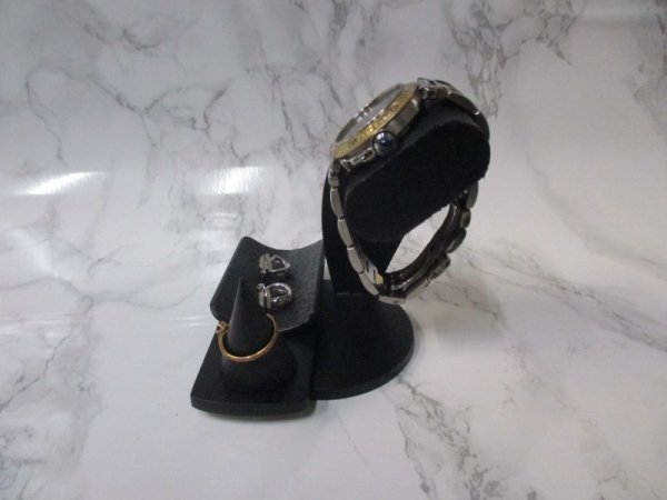 画像5: ウオッチスタンド　オールブラックだ円パイプ腕時計スタンド リングスタンド、小物入れ付きトレイ付き　腕時計スタンド　ウオッチスタンド (5)