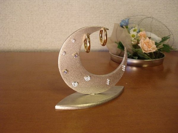画像3: ピアススタンド　アクセサリースタンド　イヤリングスタンド　ムーンアクセサリースタンド　木製リングスタンド付き (3)