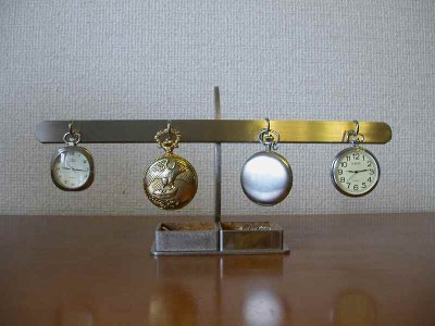 画像1: 懐中時計ケース  角トレイ4本掛け懐中時計スタンド