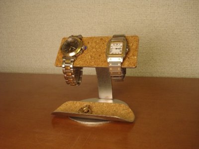画像2: ハーフパイプコルクバー2本掛け腕時計スタンド