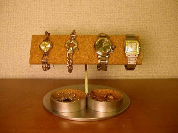 画像1: 腕時計収納  半円パイプ腕時計スタンドダブル丸トレイ (1)