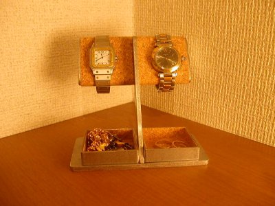 画像1: 半円パイプダブルトレイ腕時計＆アクセサリー収納スタンド