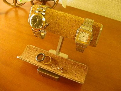 画像1: 腕時計スタンド　だ円、小物入れ付き腕時計スタンド　トレイおしゃれバージョン