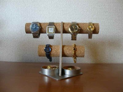 画像1: ウオッチスタンド　腕時計スタンド　6本掛け腕時計スタンド丸トレイバージョン