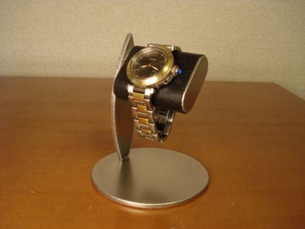 画像1: 腕時計スタンド　ブラックコルクだ円パイプスタンド　11821　 (1)