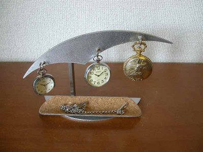 画像2: ロングハーフパイプトレイ3本掛け懐中時計スタンド