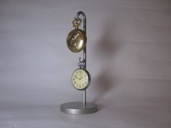 画像1: 懐中時計スタンド　新作　上下2本掛け懐中時計ディスプレイスタンド (1)