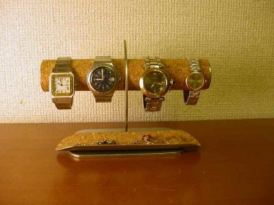 画像1: 腕時計スタンド　 4 本掛けロングトレイ付き腕時計スタンド