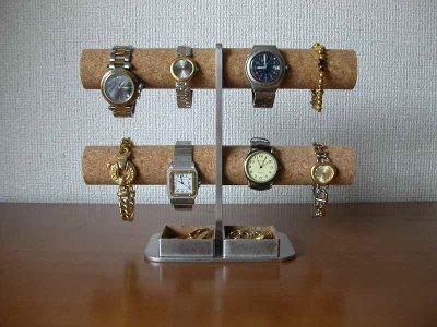画像1: 腕時計スタンド　ダブルトレイ8本掛けインテリア腕時計スタンド