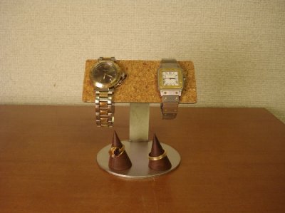 画像2: 腕時計スタンド、指輪スタンド付き2本掛けバースタンド