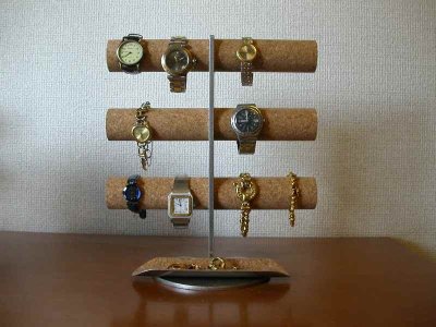 画像1: 腕時計スタンド　腕時計スタンド 手作り　腕時計スタンド 自作　腕時計スタンド おしゃれ　腕時計スタンド 8本　腕時計スタンド 複数　丸パイプ12本掛けロングトレイ付きウォッチスタンド
