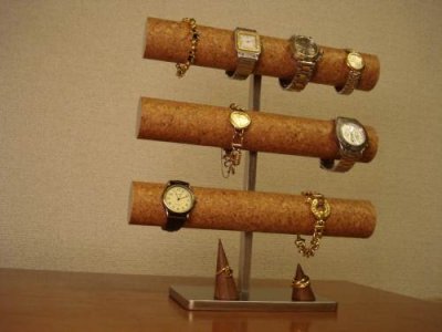 画像2: 8本掛け腕時計収納スタンド★木製チョコレート色指輪スタンドバージョン