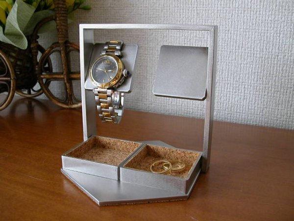 画像1: こじんまりとした腕時計スタンド　ステンレス透明シートバージョン (1)