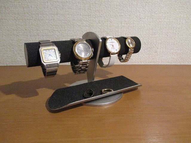腕時計スタンド　ブラックトレイ付き4本掛け腕時計ディスプレイスタンド 　受注販売 　181111