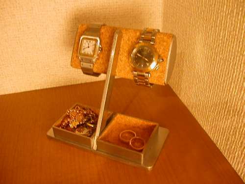 腕時計スタンド　半円パイプダブルトレイ腕時計＆アクセサリー収納スタンド