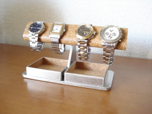 腕時計スタンド 腕時計スタンド おしゃれ 腕時計スタンド 高級 だ円パイプ4本掛けダブルでかいトレイ Akデザイン