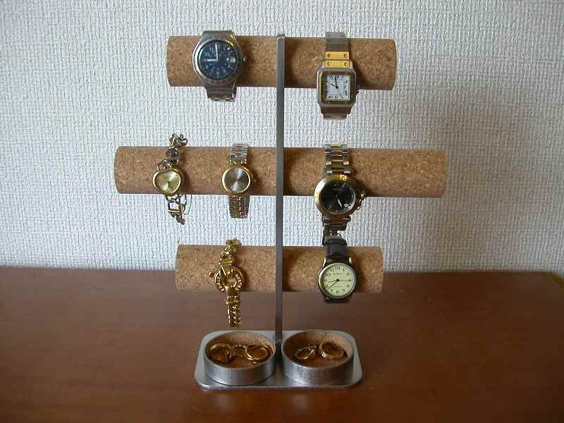 時計収納箱 3段8本掛け腕時計スタンド☆丸トレイバージョン - AKデザイン